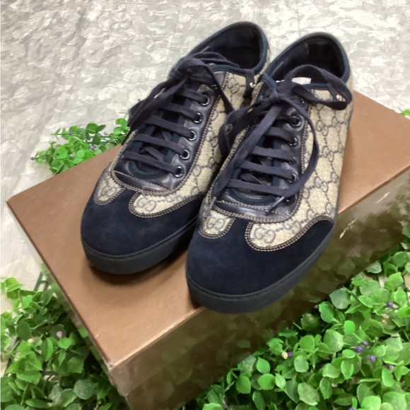 Gucci Navy and Beige Men's Sneakers